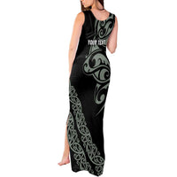All Black Maori Tribal Tattoo Personalised Tank Maxi Dress Moss Green Polynesian Style LT9 - Polynesian Pride