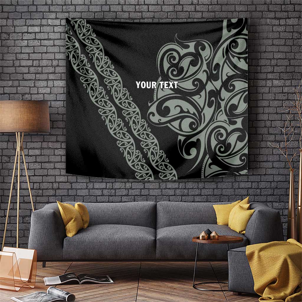 All Black Maori Tribal Tattoo Personalised Tapestry Moss Green Polynesian Style LT9 Green - Polynesian Pride