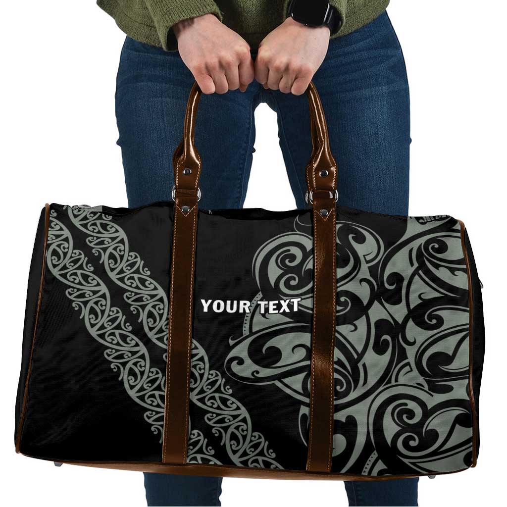 All Black Maori Tribal Tattoo Personalised Travel Bag Moss Green Polynesian Style LT9 Green - Polynesian Pride
