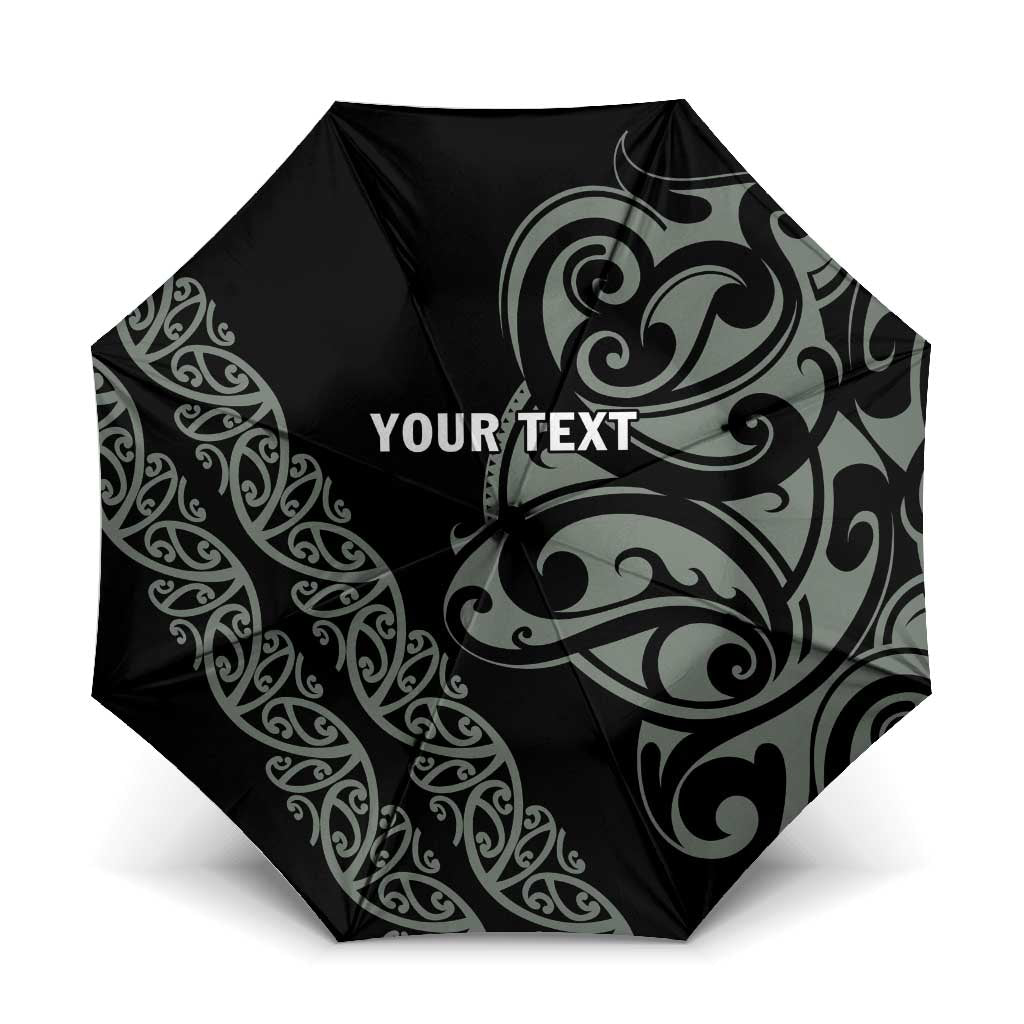 All Black Maori Tribal Tattoo Personalised Umbrella Moss Green Polynesian Style LT9 One Size Folded 11.42 inch Opened Diameter 37.4 inch Green - Polynesian Pride