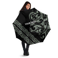All Black Maori Tribal Tattoo Personalised Umbrella Moss Green Polynesian Style LT9 - Polynesian Pride