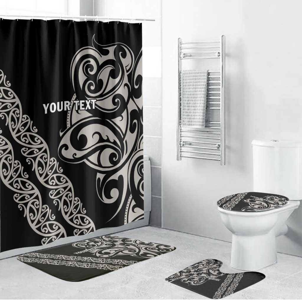 All Black Maori Tribal Tattoo Personalised Bathroom Set Stone Gray Polynesian Style LT9 Bathroom Set (4 pcs) Gray - Polynesian Pride