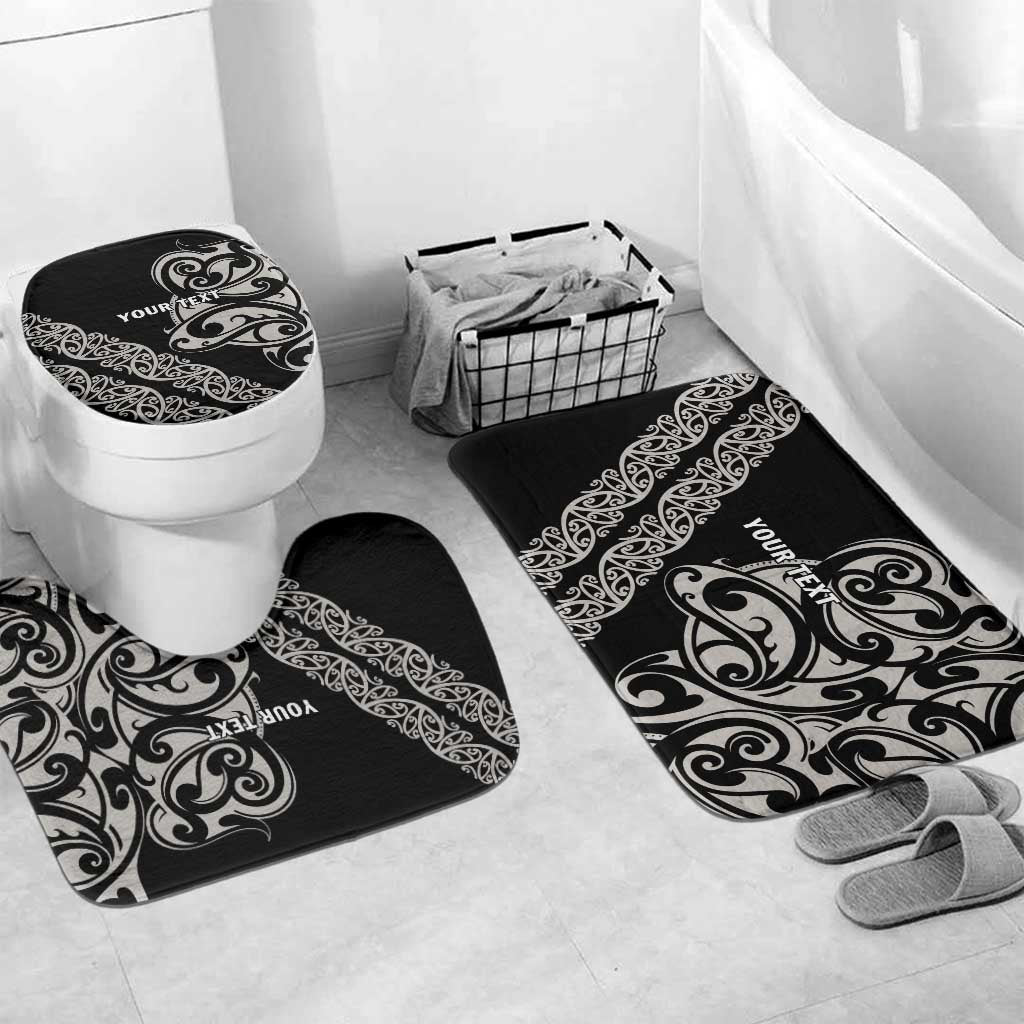 All Black Maori Tribal Tattoo Personalised Bathroom Set Stone Gray Polynesian Style LT9 Mat Set Only (3 pcs) One Size Gray - Polynesian Pride