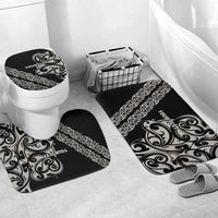 All Black Maori Tribal Tattoo Personalised Bathroom Set Stone Gray Polynesian Style LT9 Mat Set Only (3 pcs) One Size Gray - Polynesian Pride