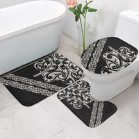 All Black Maori Tribal Tattoo Personalised Bathroom Set Stone Gray Polynesian Style LT9 - Polynesian Pride