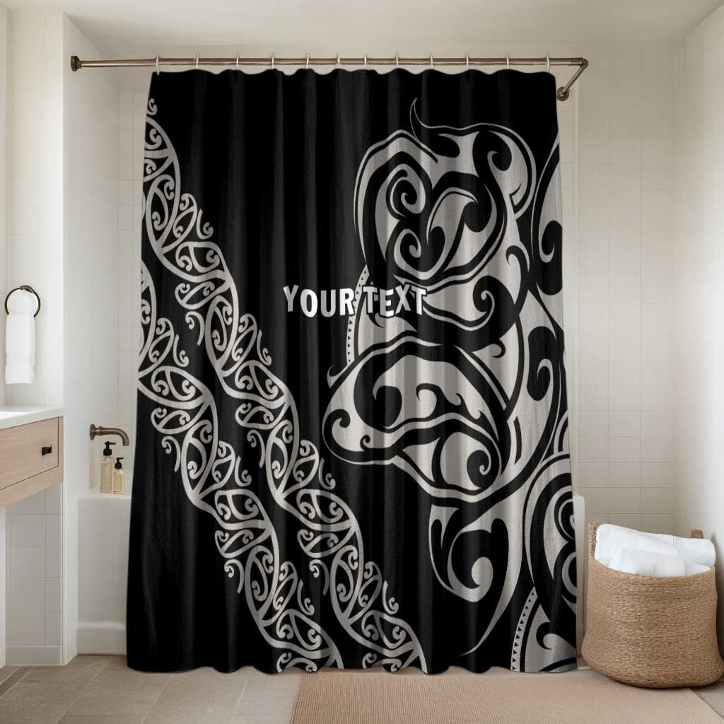 All Black Maori Tribal Tattoo Personalised Bathroom Set Stone Gray Polynesian Style LT9 Shower Curtain Only Gray - Polynesian Pride