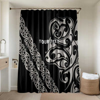 All Black Maori Tribal Tattoo Personalised Bathroom Set Stone Gray Polynesian Style LT9 Shower Curtain Only Gray - Polynesian Pride