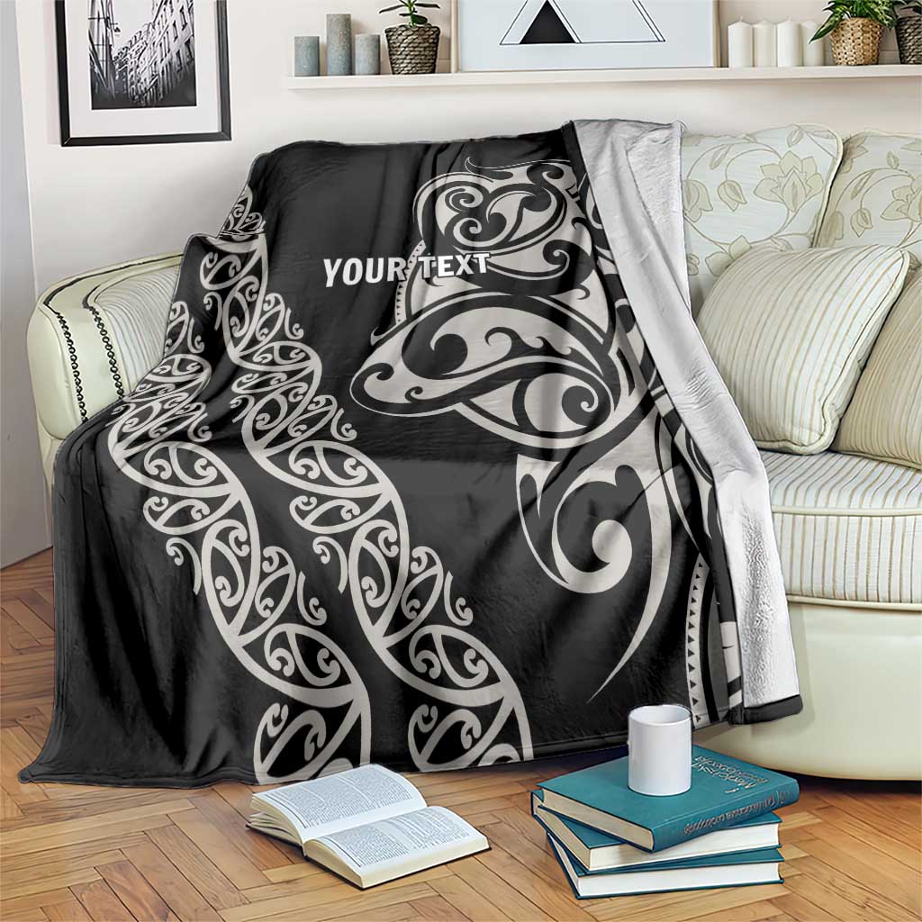 All Black Maori Tribal Tattoo Personalised Blanket Stone Gray Polynesian Style LT9 Gray - Polynesian Pride