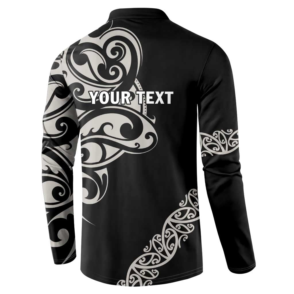 All Black Maori Tribal Tattoo Personalised Button Sweatshirt Stone Gray Polynesian Style LT9 - Polynesian Pride