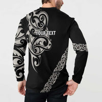 All Black Maori Tribal Tattoo Personalised Button Sweatshirt Stone Gray Polynesian Style LT9 - Polynesian Pride