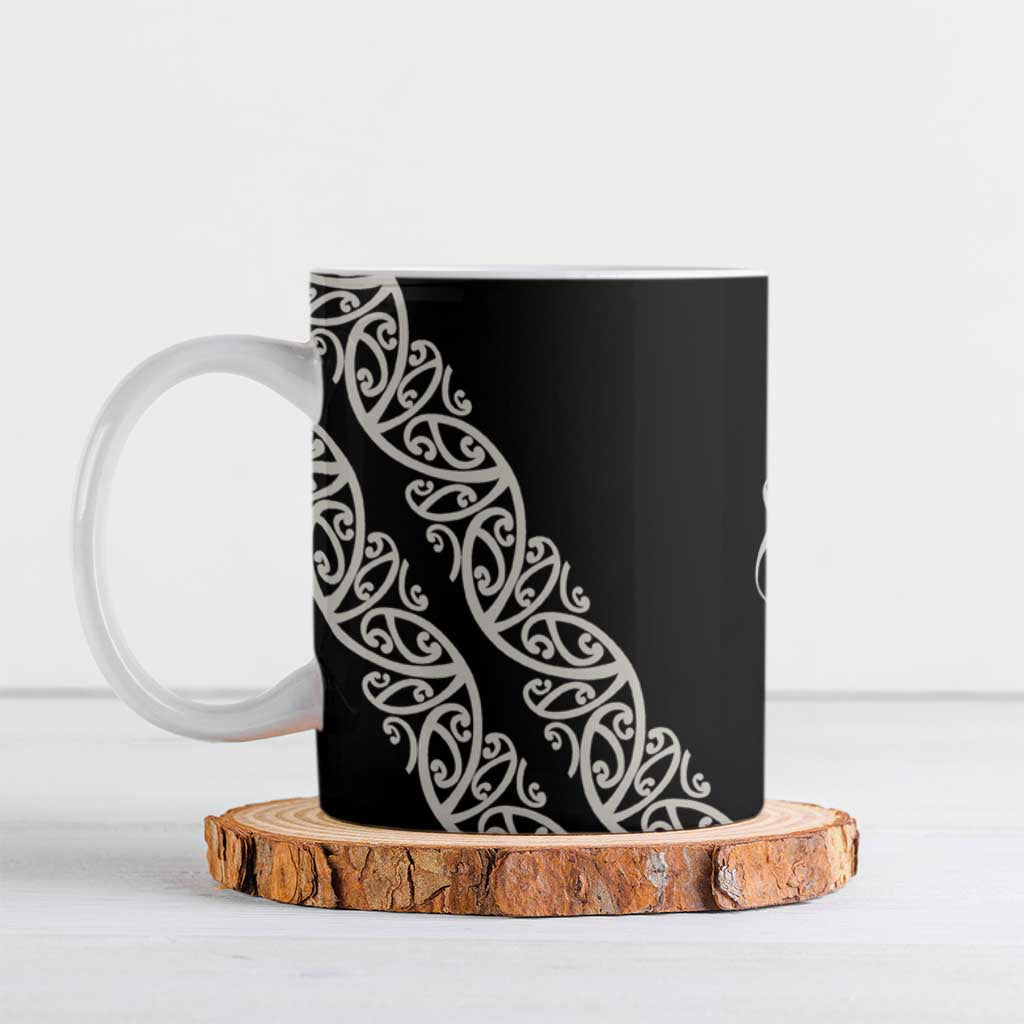 All Black Maori Tribal Tattoo Personalised Ceramic Mug Stone Gray Polynesian Style LT9 Gray - Polynesian Pride