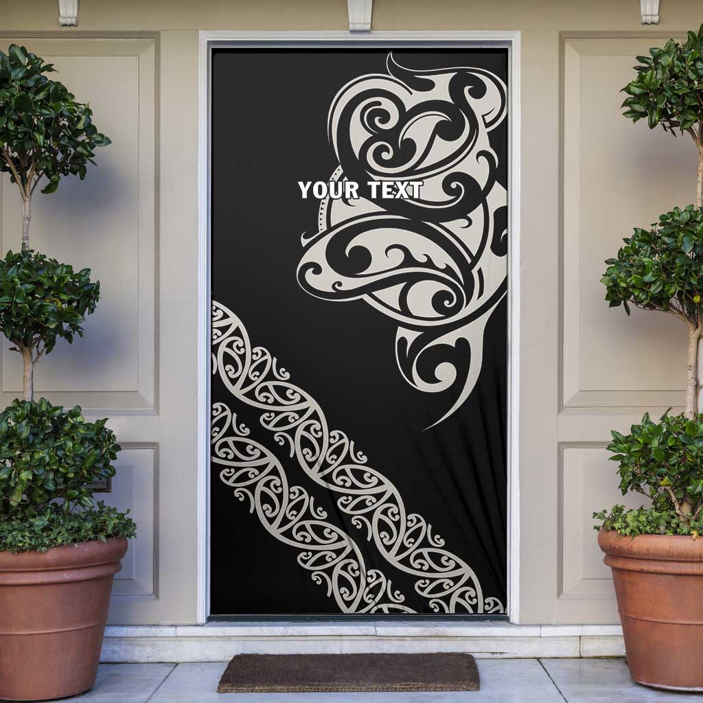 All Black Maori Tribal Tattoo Personalised Door Cover Stone Gray Polynesian Style LT9 Gray - Polynesian Pride