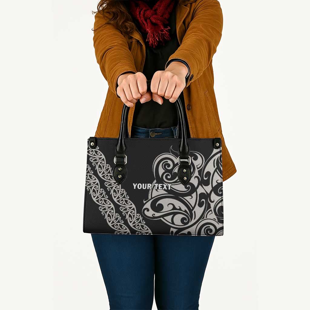 All Black Maori Tribal Tattoo Personalised Leather Bag Stone Gray Polynesian Style LT9 Gray - Polynesian Pride
