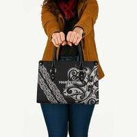 All Black Maori Tribal Tattoo Personalised Leather Bag Stone Gray Polynesian Style LT9 Gray - Polynesian Pride