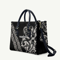 All Black Maori Tribal Tattoo Personalised Leather Bag Stone Gray Polynesian Style LT9 - Polynesian Pride