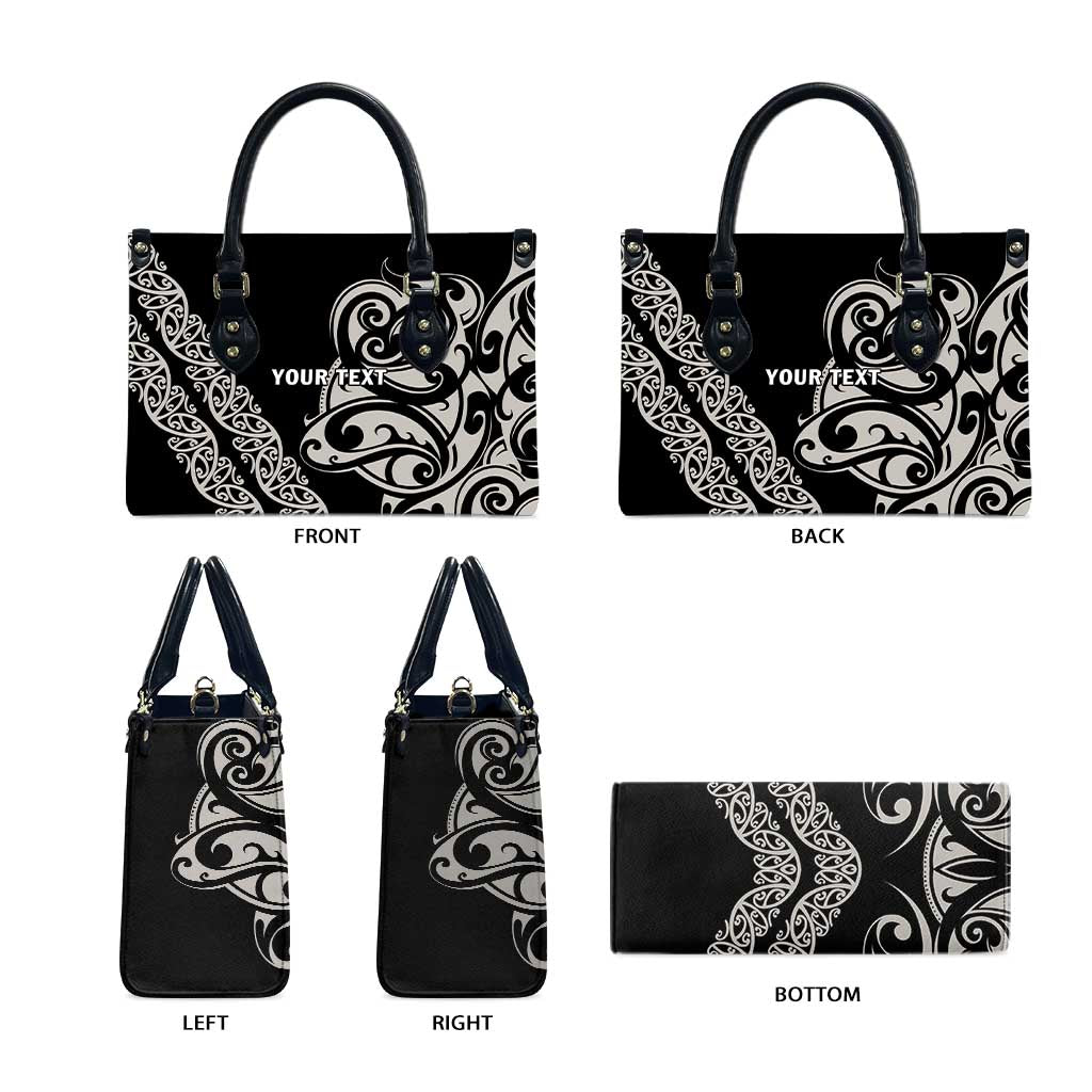 All Black Maori Tribal Tattoo Personalised Leather Bag Stone Gray Polynesian Style LT9 - Polynesian Pride