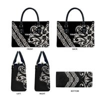 All Black Maori Tribal Tattoo Personalised Leather Bag Stone Gray Polynesian Style LT9 - Polynesian Pride
