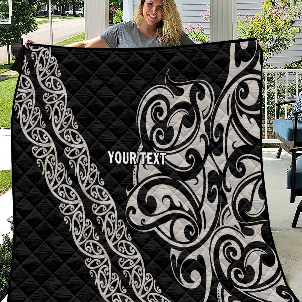 All Black Maori Tribal Tattoo Personalised Quilt Stone Gray Polynesian Style LT9 Gray - Polynesian Pride