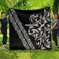 All Black Maori Tribal Tattoo Personalised Quilt Stone Gray Polynesian Style LT9 - Polynesian Pride