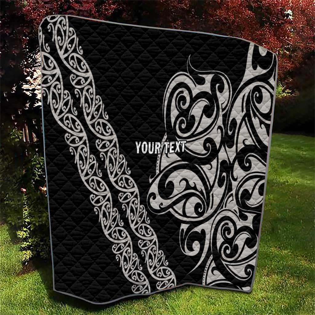 All Black Maori Tribal Tattoo Personalised Quilt Stone Gray Polynesian Style LT9 - Polynesian Pride