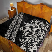 All Black Maori Tribal Tattoo Personalised Quilt Stone Gray Polynesian Style LT9 - Polynesian Pride