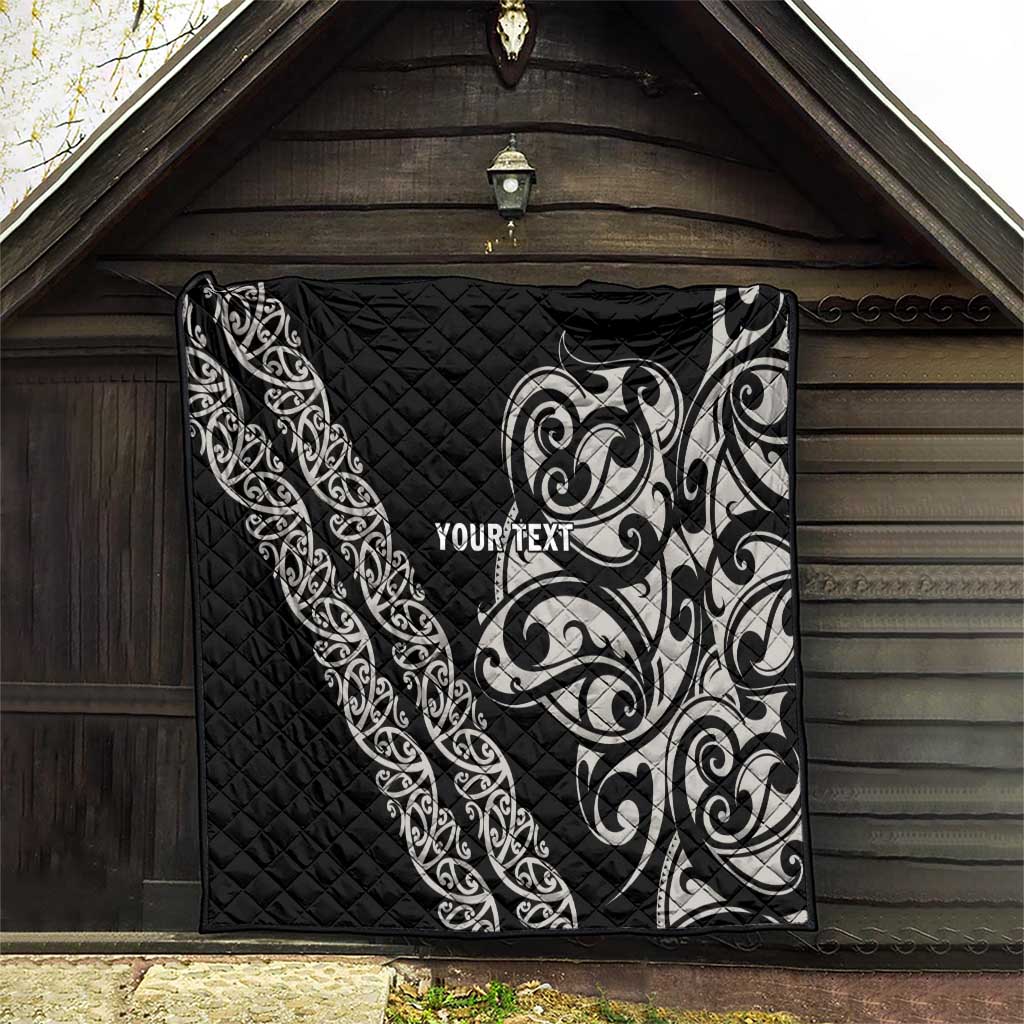 All Black Maori Tribal Tattoo Personalised Quilt Stone Gray Polynesian Style LT9 - Polynesian Pride