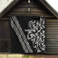 All Black Maori Tribal Tattoo Personalised Quilt Stone Gray Polynesian Style LT9 - Polynesian Pride