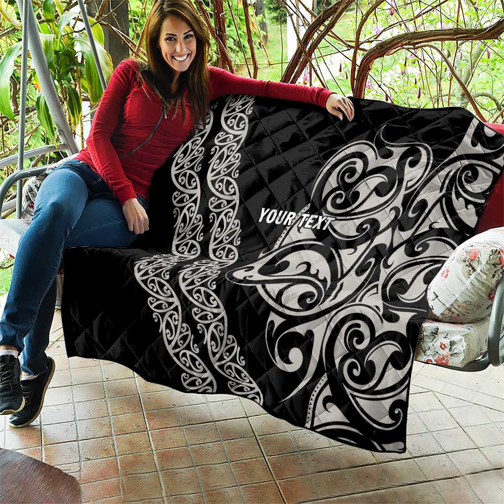 All Black Maori Tribal Tattoo Personalised Quilt Stone Gray Polynesian Style LT9 - Polynesian Pride