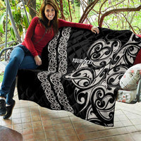 All Black Maori Tribal Tattoo Personalised Quilt Stone Gray Polynesian Style LT9 - Polynesian Pride