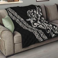 All Black Maori Tribal Tattoo Personalised Quilt Stone Gray Polynesian Style LT9 - Polynesian Pride