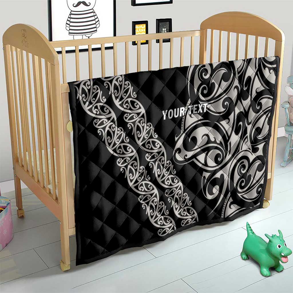 All Black Maori Tribal Tattoo Personalised Quilt Stone Gray Polynesian Style LT9 - Polynesian Pride