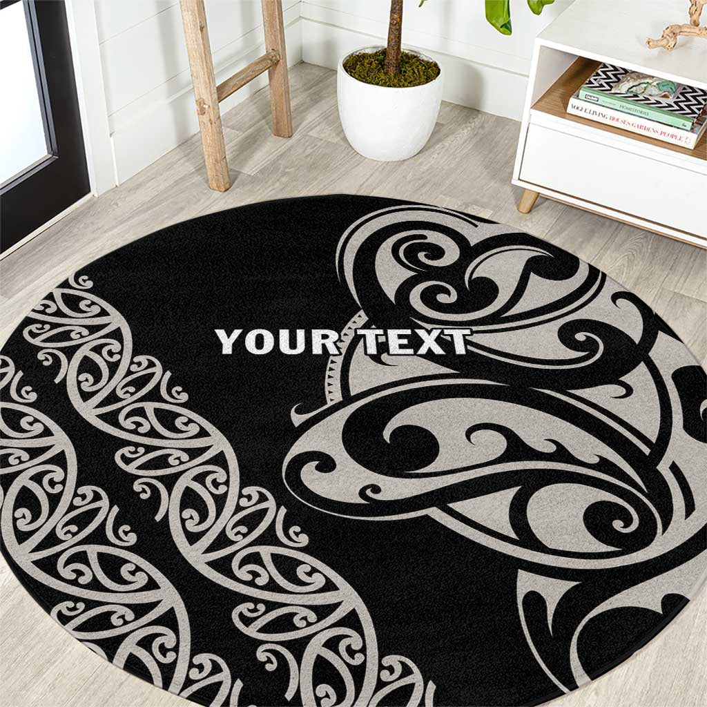All Black Maori Tribal Tattoo Personalised Round Carpet Stone Gray Polynesian Style LT9 Gray - Polynesian Pride