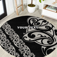 All Black Maori Tribal Tattoo Personalised Round Carpet Stone Gray Polynesian Style LT9 Gray - Polynesian Pride