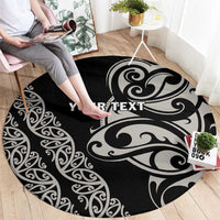 All Black Maori Tribal Tattoo Personalised Round Carpet Stone Gray Polynesian Style LT9 - Polynesian Pride