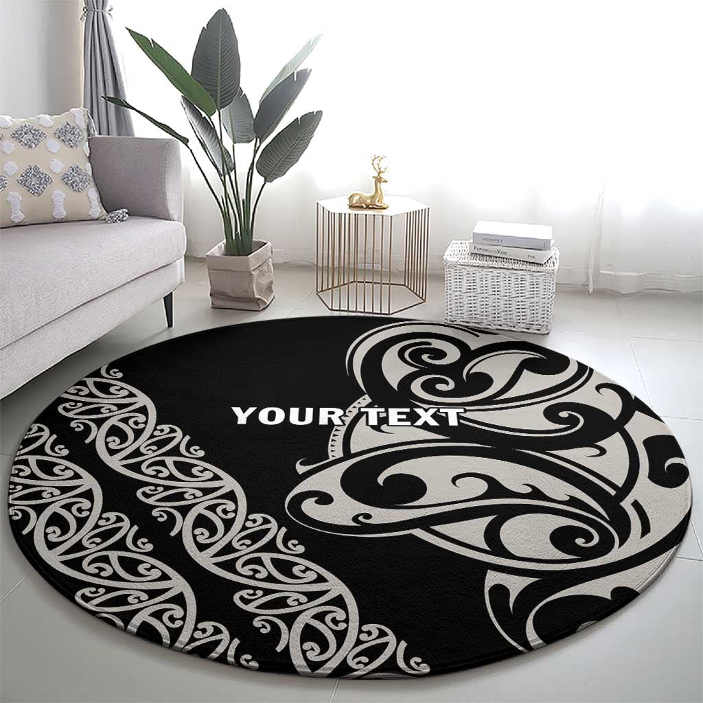 All Black Maori Tribal Tattoo Personalised Round Carpet Stone Gray Polynesian Style LT9 - Polynesian Pride