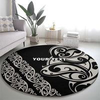 All Black Maori Tribal Tattoo Personalised Round Carpet Stone Gray Polynesian Style LT9 - Polynesian Pride