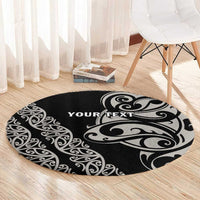 All Black Maori Tribal Tattoo Personalised Round Carpet Stone Gray Polynesian Style LT9 - Polynesian Pride