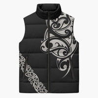 All Black Maori Tribal Tattoo Personalised Sleeveless Puffer Jacket Stone Gray Polynesian Style LT9 Unisex Gray - Polynesian Pride