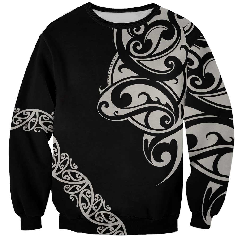 All Black Maori Tribal Tattoo Personalised Sweatshirt Stone Gray Polynesian Style LT9 Unisex Gray - Polynesian Pride