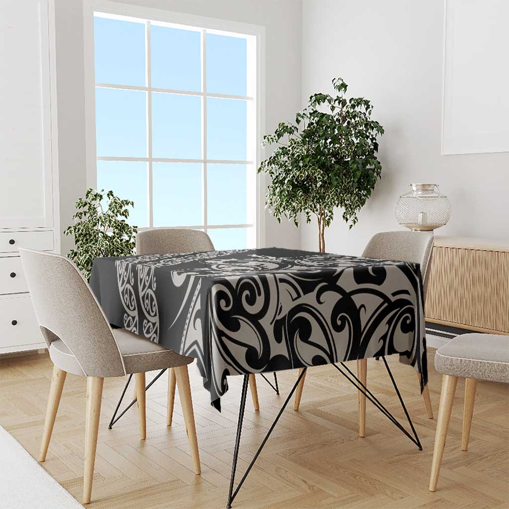 All Black Maori Tribal Tattoo Personalised Tablecloth Stone Gray Polynesian Style LT9 - Polynesian Pride