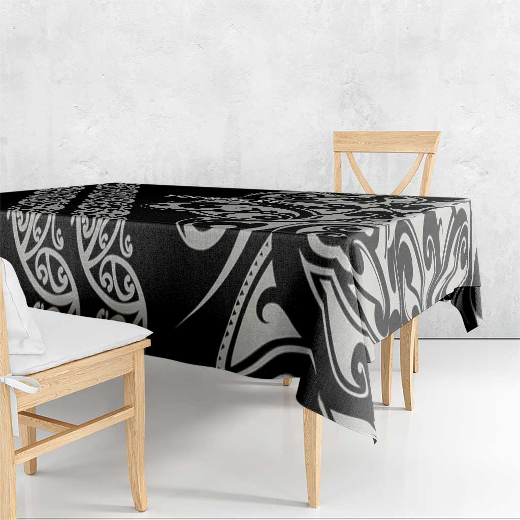 All Black Maori Tribal Tattoo Personalised Tablecloth Stone Gray Polynesian Style LT9 - Polynesian Pride