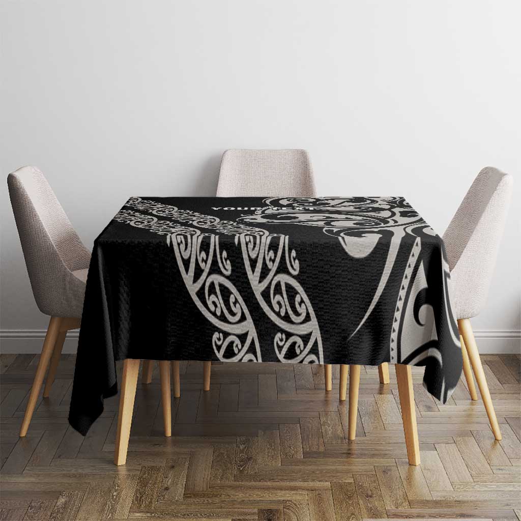 All Black Maori Tribal Tattoo Personalised Tablecloth Stone Gray Polynesian Style LT9 - Polynesian Pride