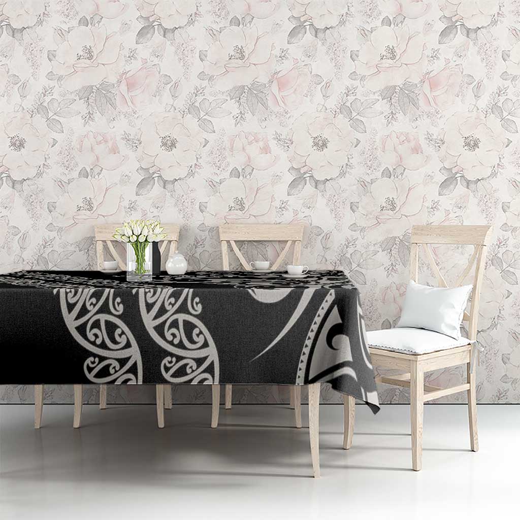 All Black Maori Tribal Tattoo Personalised Tablecloth Stone Gray Polynesian Style LT9 - Polynesian Pride
