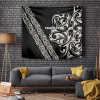 All Black Maori Tribal Tattoo Personalised Tapestry Stone Gray Polynesian Style LT9 Gray - Polynesian Pride