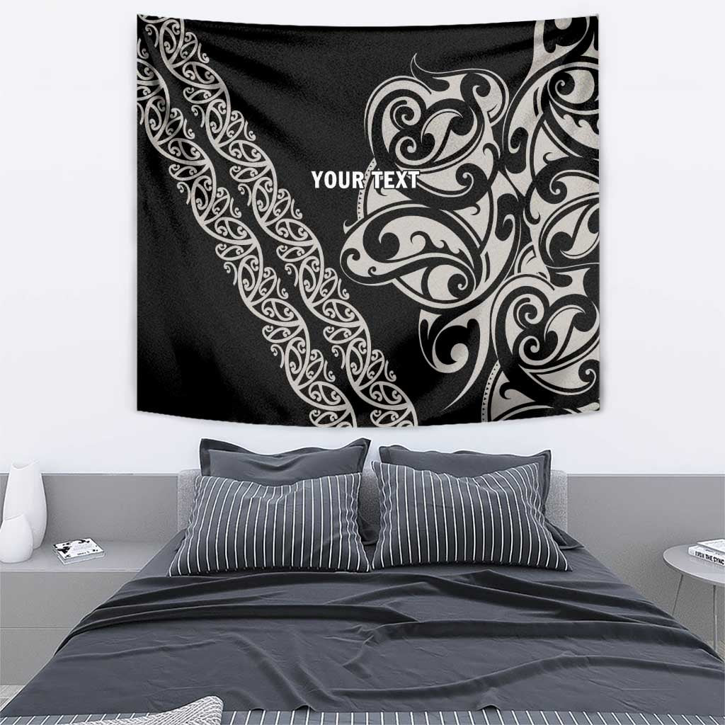 All Black Maori Tribal Tattoo Personalised Tapestry Stone Gray Polynesian Style LT9 - Polynesian Pride