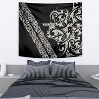 All Black Maori Tribal Tattoo Personalised Tapestry Stone Gray Polynesian Style LT9 - Polynesian Pride