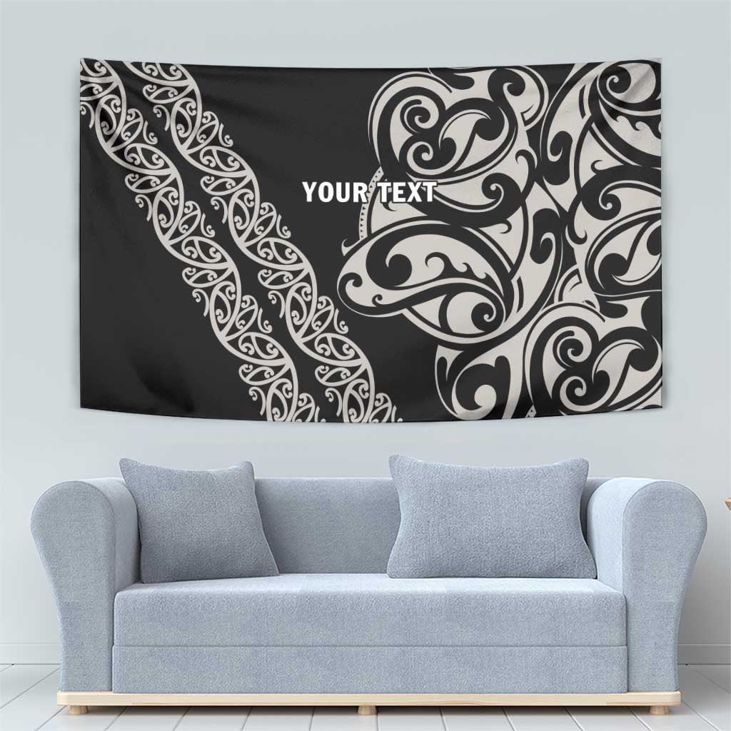 All Black Maori Tribal Tattoo Personalised Tapestry Stone Gray Polynesian Style LT9 - Polynesian Pride