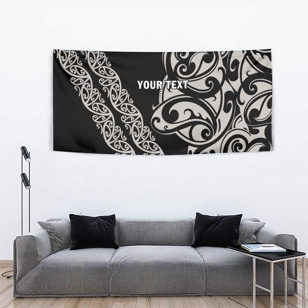 All Black Maori Tribal Tattoo Personalised Tapestry Stone Gray Polynesian Style LT9 - Polynesian Pride