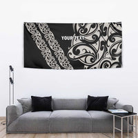All Black Maori Tribal Tattoo Personalised Tapestry Stone Gray Polynesian Style LT9 - Polynesian Pride