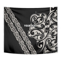 All Black Maori Tribal Tattoo Personalised Tapestry Stone Gray Polynesian Style LT9 - Polynesian Pride